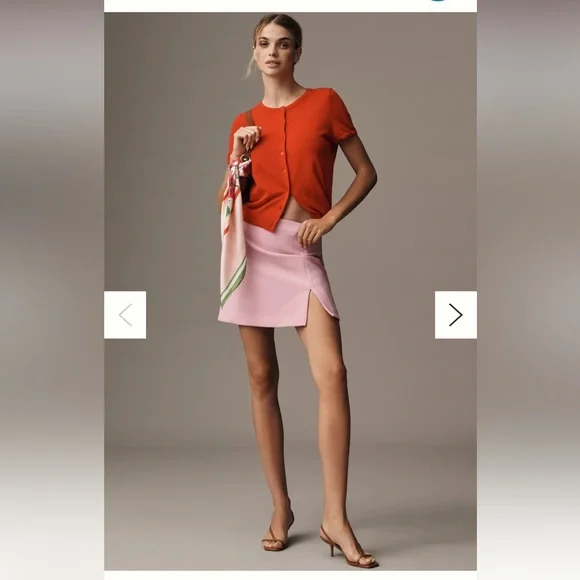 BNWT Maeve Anthropologie Light Pink Linen Style Tailored Mini Skirt - Picture 1 of 5